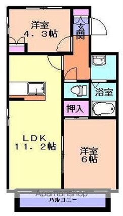 ヴィル・フローリッシュＣ[2LDK/51.58m2]の間取図