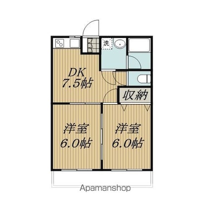 マイティプラザⅢ[2DK/41m2]の間取図