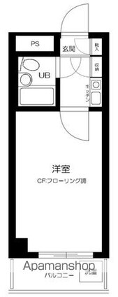 東京都新宿区高田馬場１丁目[1K/17.87m2]の間取図