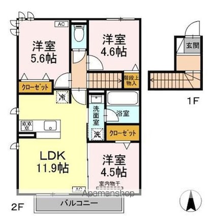 駅西ＩＩＩ[3LDK/63.64m2]の間取図