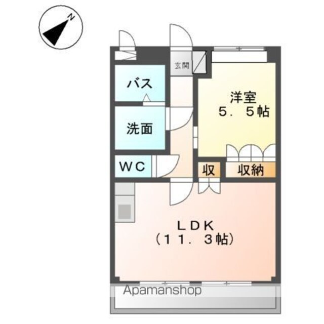ラ・レユシイル[1LDK/41.04m2]の間取図