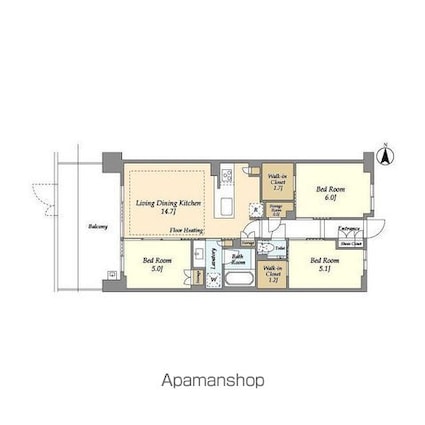 ドゥーエ町屋[3LDK/70.63m2]の間取図