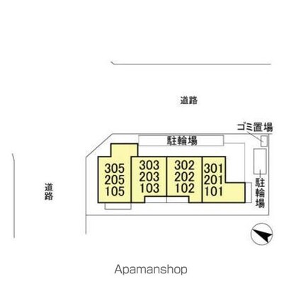 クレイドル[1K/28.28m2]の配置図