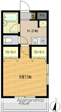ＫＯＢＵＳＨＩ[1K/24.84m2]の間取図