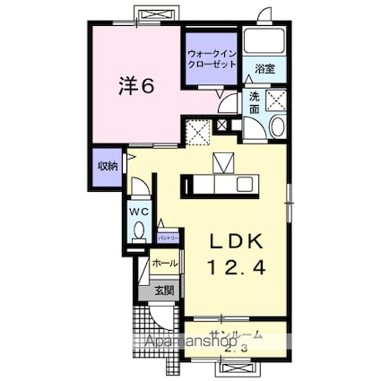 ヴィル　クラージュⅢ[1LDK/50m2]の間取図