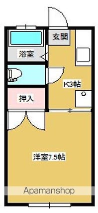 キャッスル冠木Ｂ[1K/23.18m2]の間取図