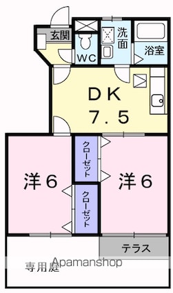 サン　エトワールⅠ[2DK/44.34m2]の間取図
