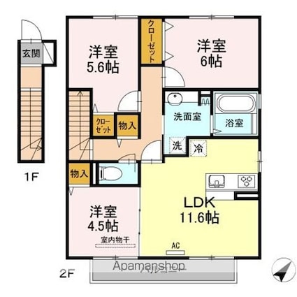 ラ・ヴィレッタ　Ａ棟[3LDK/69.4m2]の間取図