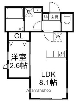 ＫＥＩＡＩ　ＲＥＳＩＤＥＮＣＥ　勝田台[1LDK/27.17m2]の間取図