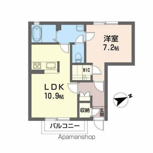 シャーメゾン安達ヶ原Ｂ[1LDK/45.1m2]の間取図
