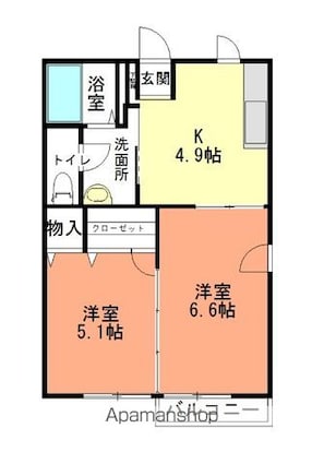 チトニア[2K/38.5m2]の間取図