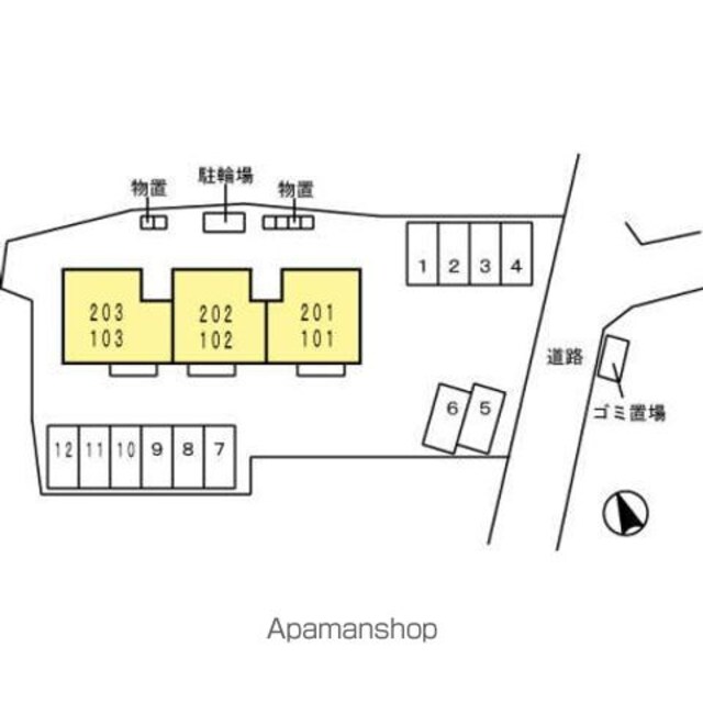 ハイカムール沢村[2LDK/55.47m2]の配置図