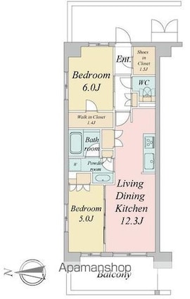 トラープランド蒼麗館[2LDK/56.5m2]の間取図