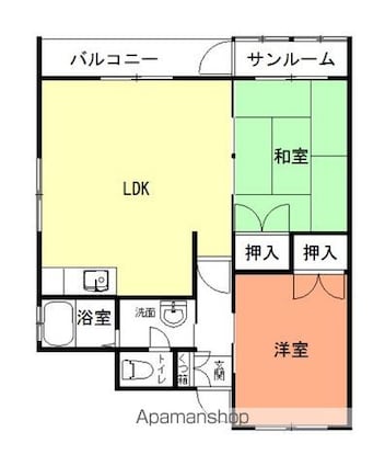 グリーンハウス[2LDK/62.1m2]の間取図