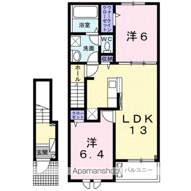 ヴァンヴェール西浜ＲＳ[2LDK/59.58m2]の間取図
