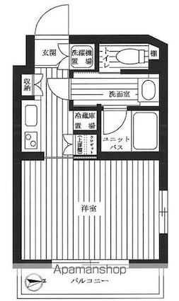 ルーブル富士見台[1K/24.7m2]の間取図