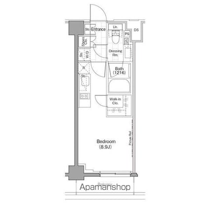 ザ・パークハビオ新宿[1R/25.17m2]の間取図