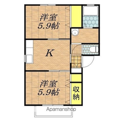 シェソワセレーノＥＦ[2K/42.48m2]の間取図