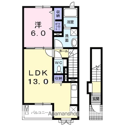 アルカディアⅡ[1LDK/49.17m2]の間取図