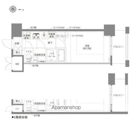 ＡＥＬＬ亀有[1K/26.61m2]の間取図