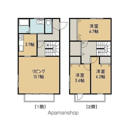 パーシモン上ノ橋[3LDK/91.09m2]の間取図