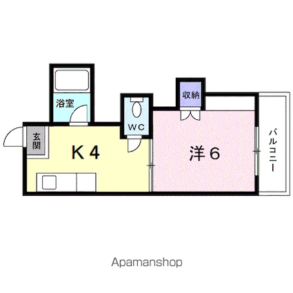 オックスフォードサーカスⅢ[1K/24.79m2]の間取図