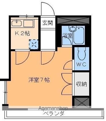 フレンドリー清水[1K/20.6m2]の間取図