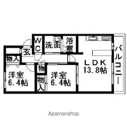 アヴニール池田[2LDK/66.05m2]の間取図