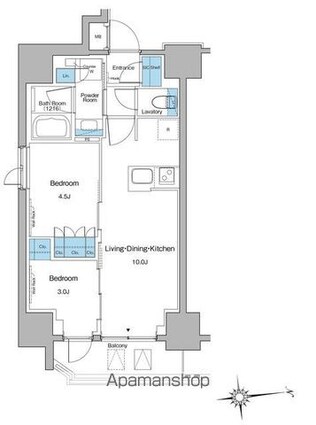 ルフォンプログレ上野マークス[2LDK/41.04m2]の間取図