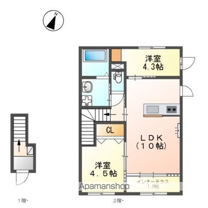 パレス北野[2LDK/50.08m2]の間取図