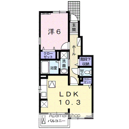 リノ小松原　Ⅲ[1LDK/43.1m2]の間取図