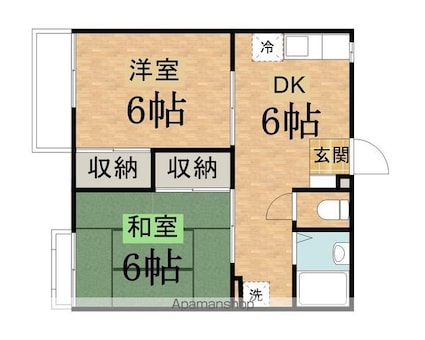 グリーンハイツ（連光寺）[2DK/36.36m2]の間取図