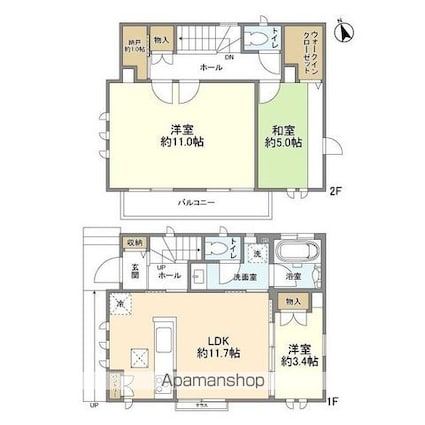 大泉町４丁目貸家[3SLDK/77.84m2]の間取図