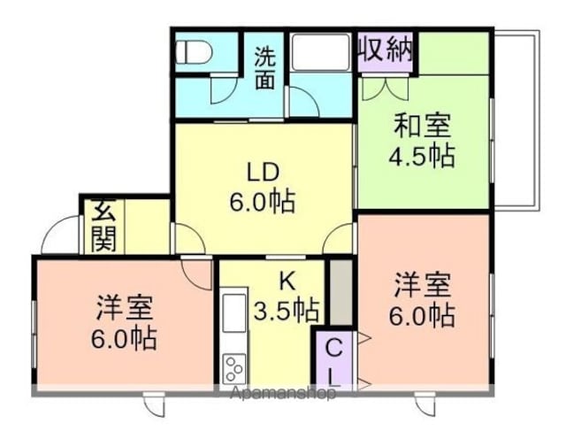 和歌山県和歌山市中之島[3LDK/57.55m2]の間取図