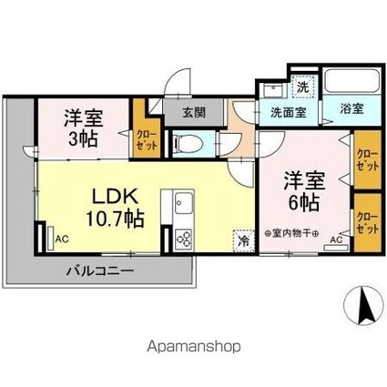 Ｄーｒｏｏｍ　Ｃｉｎｎａｍｏｎ[2LDK/49.01m2]の間取図