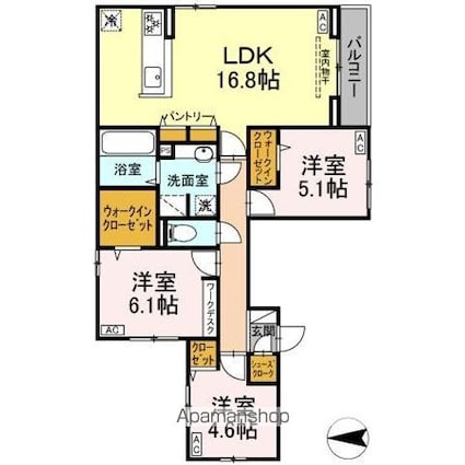 セレスティア開成　Ｂ棟[3LDK/77.34m2]の間取図