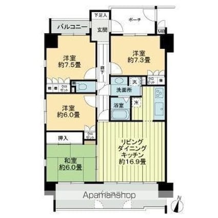 香川県高松市浜ノ町[4LDK/92.8m2]の間取図