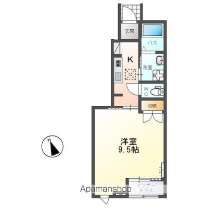 ベルプリュネル（ｂｅｌｌｅ　ｐｒｕｎｅｌｌｅ）[1K/33.56m2]の間取図