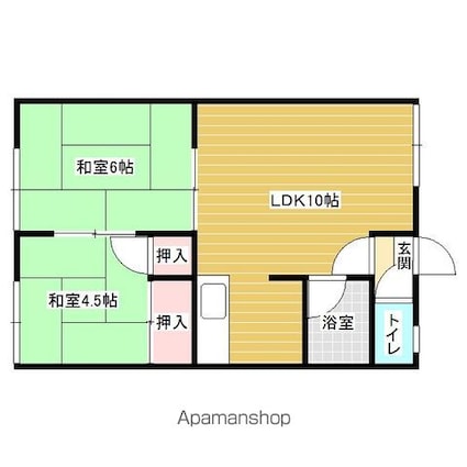 シティハイム日の出パーク[2LDK/48m2]の間取図