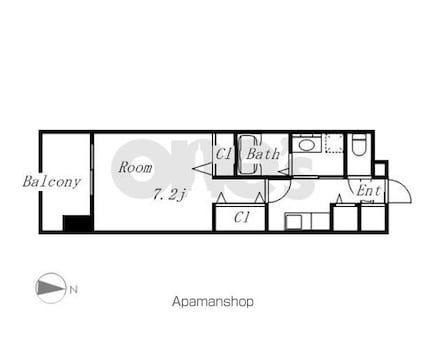 愛知県名古屋市北区田幡２丁目[1K/24.8m2]の間取図