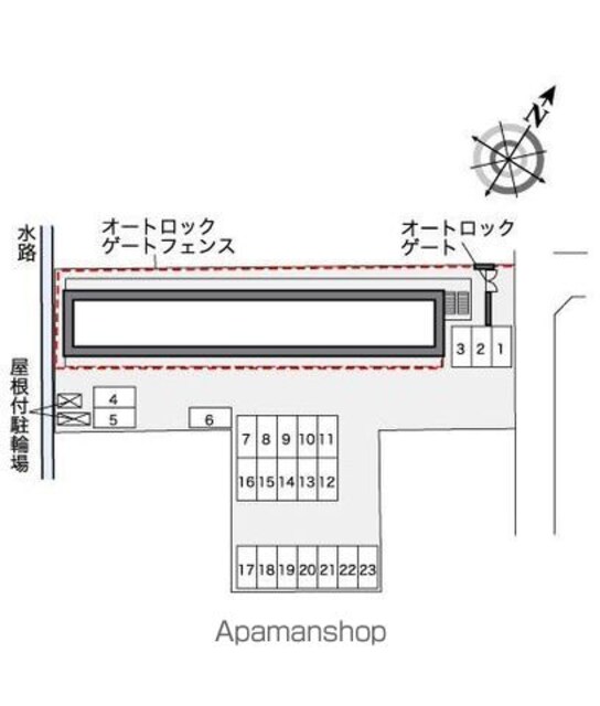 レオパレスマシェリ[1K/23.18m2]の配置図