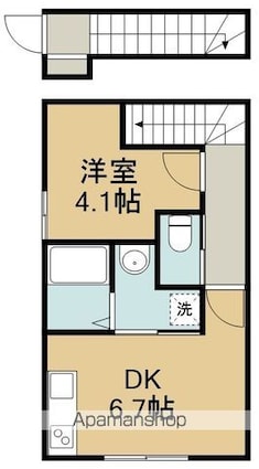 あすと五十人町Ⅱ[1DK/33.01m2]の間取図