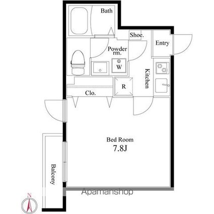 プラージュ早稲田[1K/24.48m2]の間取図