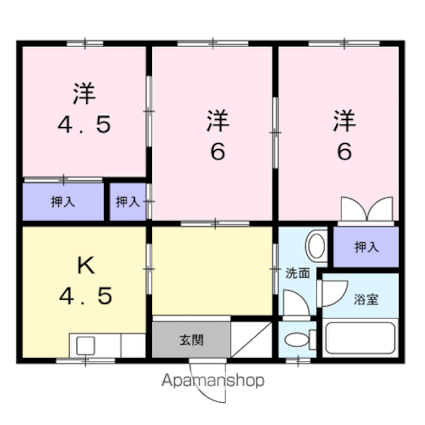 サンコーポ諏訪[3K/55m2]の間取図