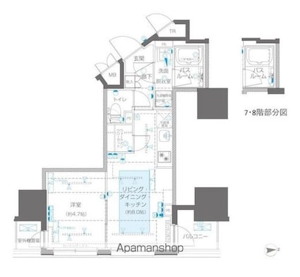 ＺＯＯＭ信濃町[1LDK/31.81m2]の間取図