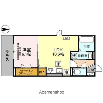 ＤーＲＯＯＭ盛岡本宮　Ｄ棟[1LDK/41.95m2]の間取図