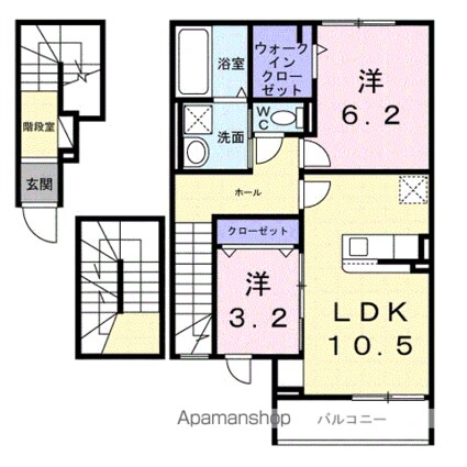 ヒカルサ小平栄町[2LDK/61.08m2]の間取図