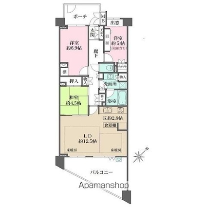 桜上水南パークハウス[3LDK/78.05m2]の間取図