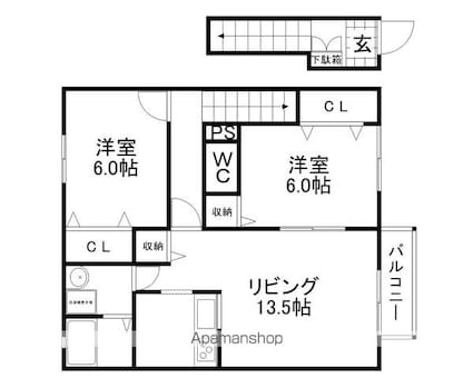 モンソレーユ[2LDK/66.01m2]の間取図
