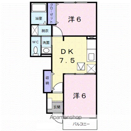 和歌山県和歌山市木ノ本[2DK/44.82m2]の間取図